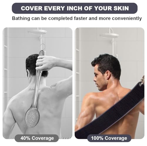 Exfoliating Back Scrubber for Shower, 37 Inch Body Washer with Handles