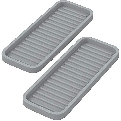 Gray Silicone Kitchen Sink Caddy & Sponge Holder - 2 Pack, Bathroom & Kitchen Organizer