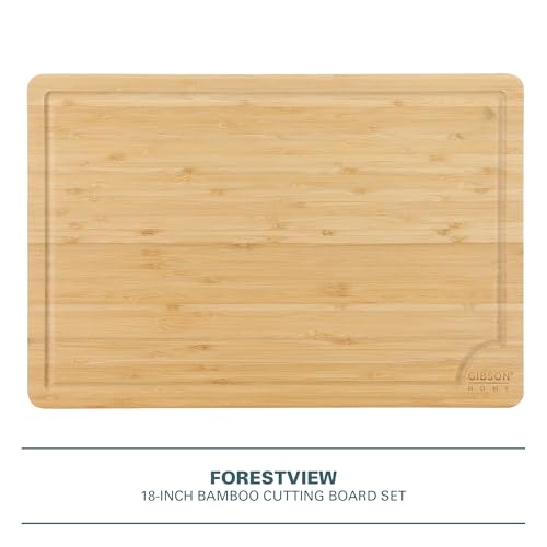 Gibson Home Forestview 18" x 12" Bamboo Cutting Board ? Durable Large Kitchen Wooden Chopping Carving Board with Juice Groove, Oil Finished