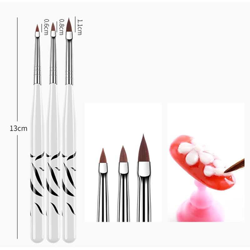 COOLHIYA Zebra Pattern Nail Art Brush Pens Set 8 Pcs with Protective Tubes