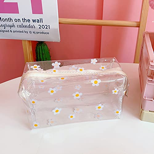 Transparent Floral Cosmetic Bag Clear Waterproof Makeup Pouch