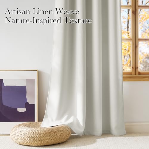 NICETOWN Natural Room Darkening Curtains, Linen Look, 42"W x 84"L (Pack of 2)
