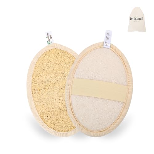 Natural Loofah Sponge Scrubber 2-Pack Eco-Friendly Travel Exfoliating Bath Pad