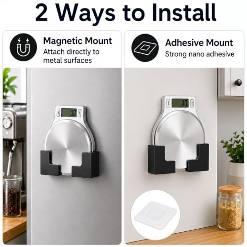 TUNIKO Magnetic Kitchen Scale Holder - Wall-Mount Storage Organizer