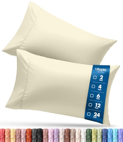 Utopia Bedding King Size Pillow Cases, Set of 4, Ivory Brushed Microfiber