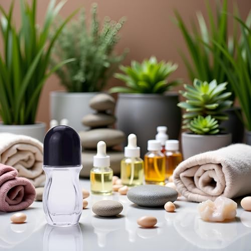 30ml Clear Glass Roller Bottles with Black Lid - Leak-Proof Essential Oil & Perfume Containers