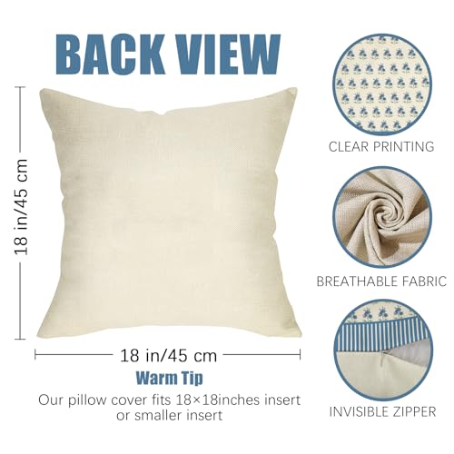 Fahrendom Blue Floral Decorative Throw Pillow Covers - Set of 2