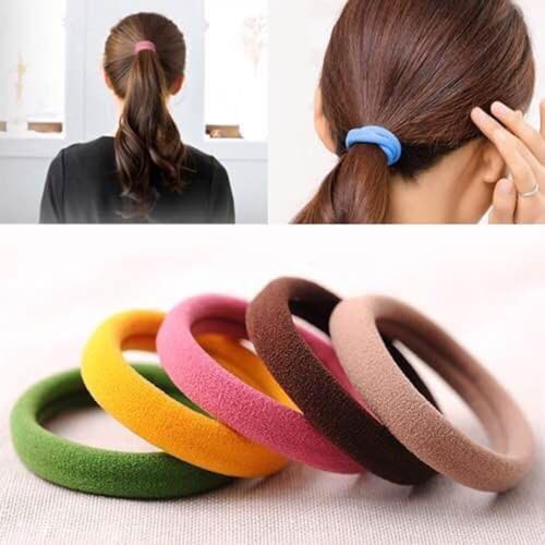 TsuvyXeg 50-Pack Elastic Hair Ties for Thick Hair, 2-Inch Black Hair Bands
