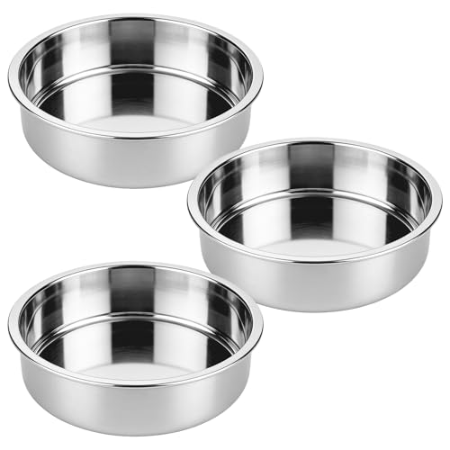 Tifanso 3-Piece 8-Inch Round Stainless Steel Cake Pans for Even Baking