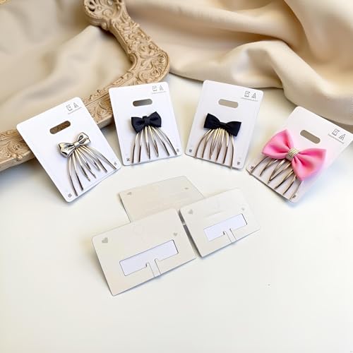 Myuiao 100 Pcs White Hair Clip Display Cards for Hair Bows and Claws