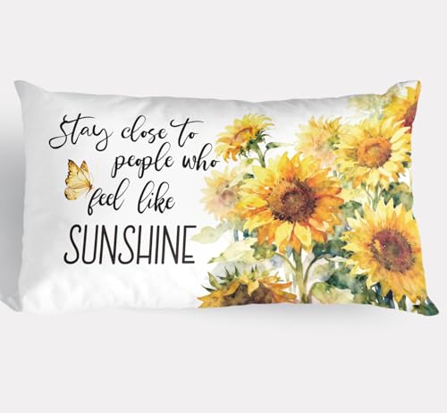 Sunshine 02 Summer Sunflower Pillow Cover 12x20 Double-Sided