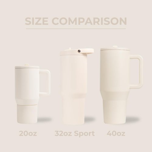 HydroJug Sport - 32oz Stainless Steel Tumbler with Straw | Vacuum Insulated, Leakproof, Ergonomic Design, Cream