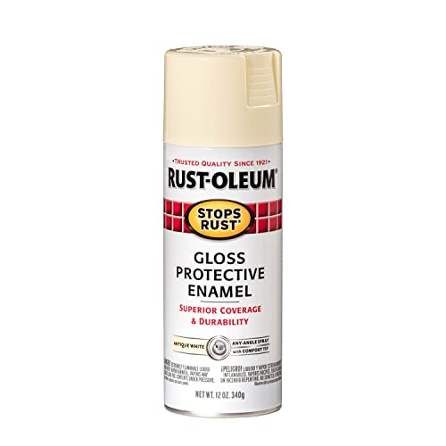 Rust-Oleum Stops Rust Spray Paint, Gloss Antique White, 12 oz