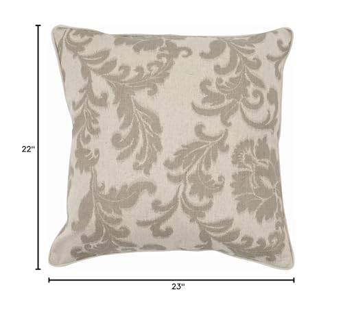 SAFAVIEH Pillow Collection 22-Inch Acanthus Leaves Pillow, Ivory and Grey, Set of 2