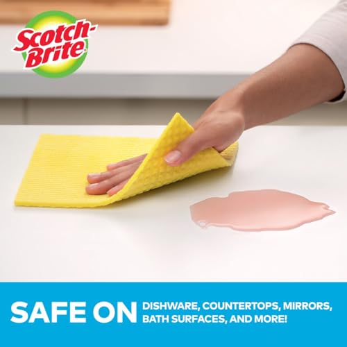 Scotch-Brite Reusable Sponge Cloths - Pack of 2, Absorbs 10x Water, Eco-Friendly Kitchen Towels, Model 1
