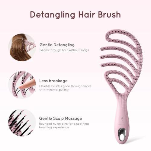 Ecoed Vented Anti-Static Detangling Hair Brush - Pink