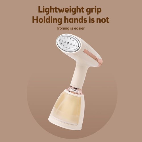 Cornesty Handheld Steamer for Clothes 1500W 20s Heatup Fabric Wrinkles Remover Portable Handheld Garment Steamer with Removable Water Tank and Fabric Brush Steamer for Garments(champagne)
