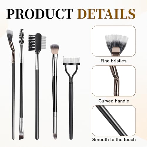 Jxiwfvl 5-Piece Eyebrow Brush and Eyelash Comb Set with Spoolie and Fan Brushes