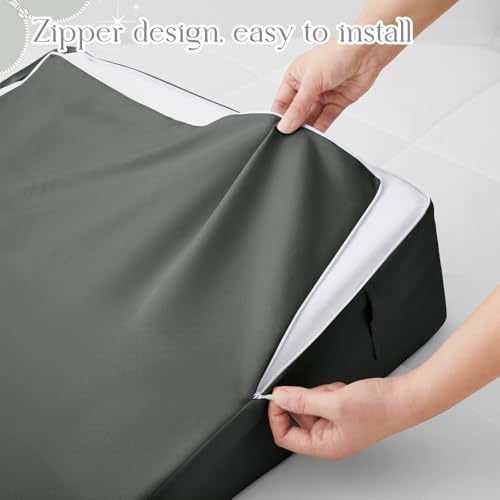 Dark Grey Wedge Pillow Cover 25x25x8 Inch with Side Pockets