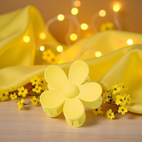 Yellow Flower Hair Claw Clips - Non-Slip Plastic Jaw Clips for Styling