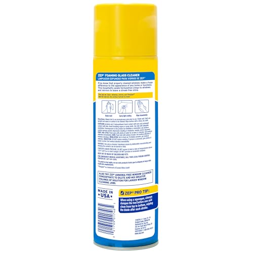 Zep Foaming Glass & Plexiglass Cleaner - 19 oz Case of 4, Streak-Free Surface Cleaner