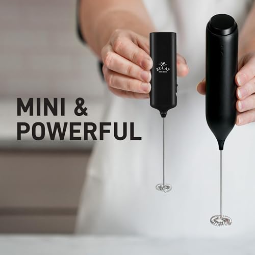 Zulay Mini & Mighty Milk Frother Wand – Black Portable Handheld Coffee Foam Maker