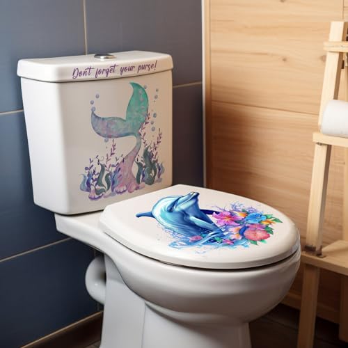 Ocean Animals Toilet Seat Stickers - 3pcs Waterproof Decals
