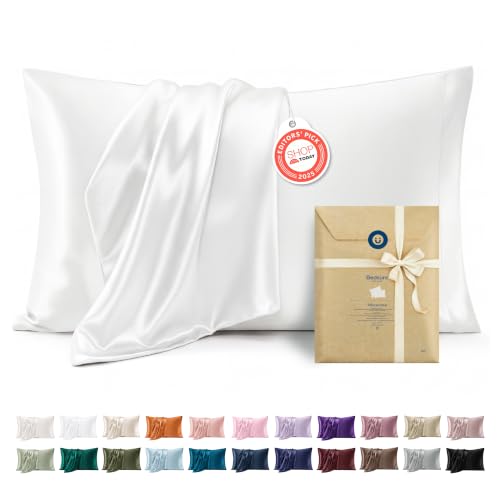 Bedsure Satin Pillowcases King Size, Pure White, Set of 2 (20" x 36")