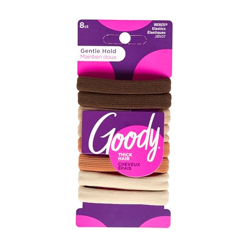 Goody Ouchless Sweater Hair Ties for Thick Hair, 8 Count Warm Tones