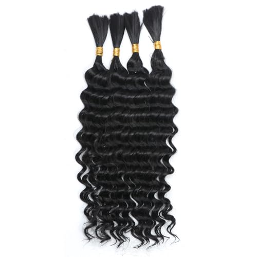 Deep Wave Bulk Hair for Boho Braids Synthetic Blend Extensions 16 Inch 100g