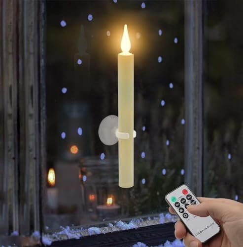 9-Pack Flameless Window Candles with Magnetic & Suction Cup Holders