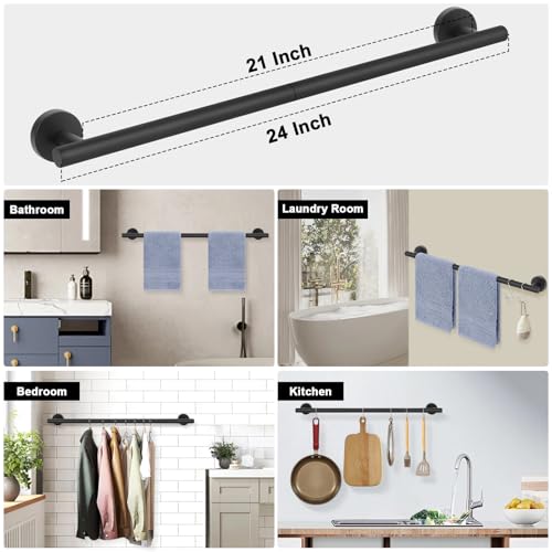 Livabber 24-Inch Black Towel Bar, 304 Stainless Steel Wall-Mounted Rack
