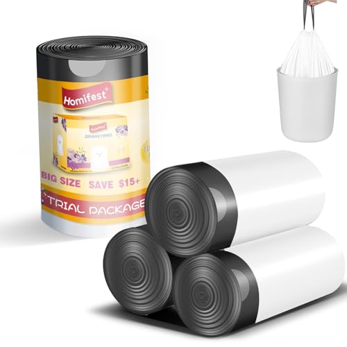 Homifest 2.6 Gallon Drawstring Trash Bags - 40 Count Tear-Resistant Liners