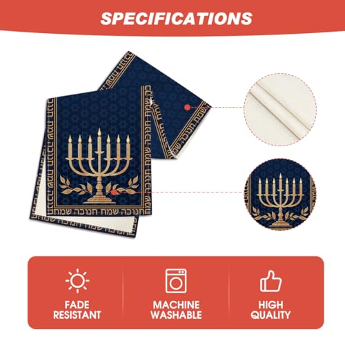 13x120 Inch Hanukkah Menorah Candle Table Runner Blue - Holiday Decor