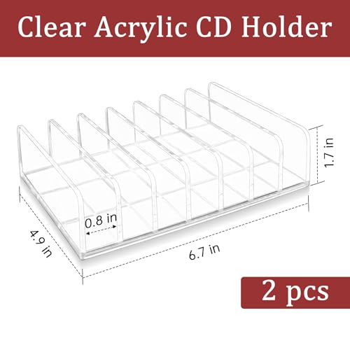 Philbinden Acrylic CD Holder Rack - 2 Piece CD Storage Organizer for 28 CDs
