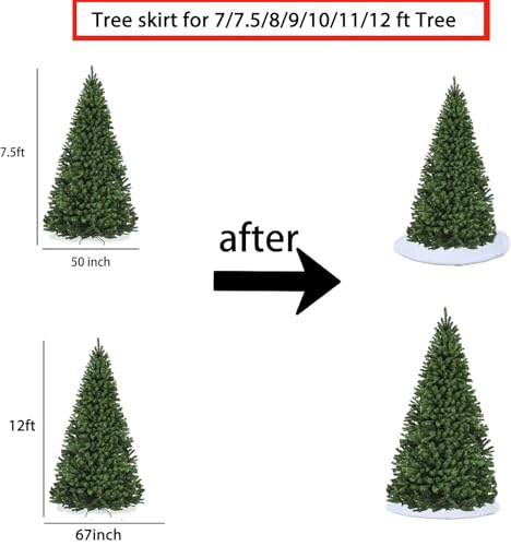 72 Inch White Faux Fur Christmas Tree Skirt - Large Holiday Decor