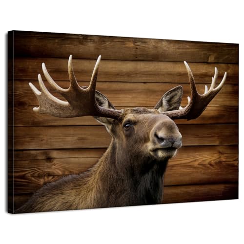 Moose Deer Wall Art Rustic Wildlife Animal Canvas Poster 12x16 Inch
