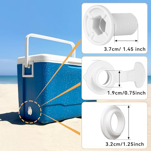 1.5" Shaft Length Drain Plug Assembly Replacement for Coleman Cooler, Drain Plug for Coleman Xtreme Coolers 50 qt, 58 qt, 82 qt, Also Fits Most Cooler Parts Including Rubbermaid