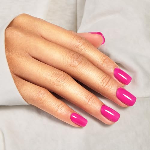 Short Square Hot Pink Press On Nails Kit - 34 Pcs Acrylic False Nails