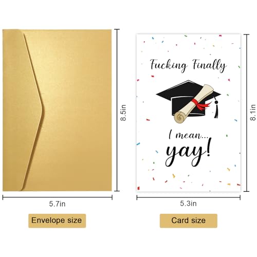 Funny Graduation Card for Men & Women - High Quality Congrats Card