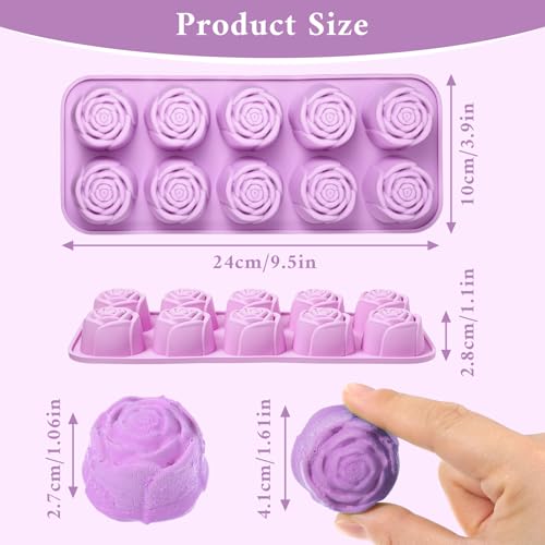 2-Pack Silicone Rose Candy and Chocolate Molds, 20-Cavity Flower Bakeware