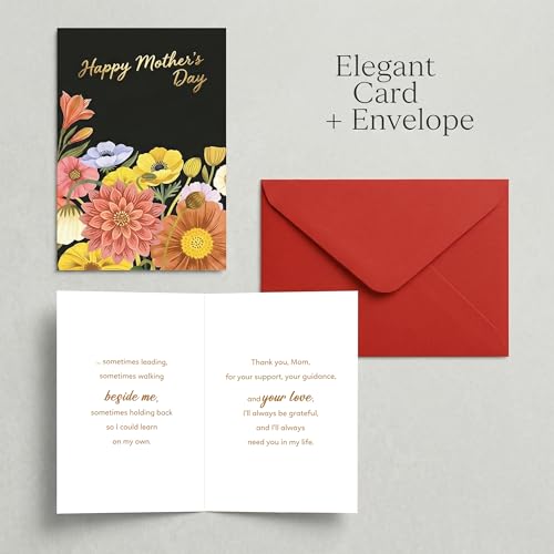 Floral Mother's Day Card 5x7 with Envelope and Pre-Written Message