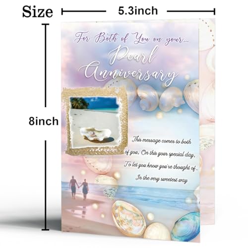 30th Wedding Anniversary Card for Couples - Elegant Pearl Design