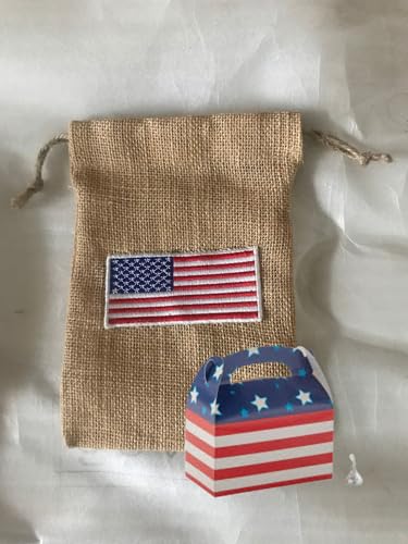 Patriotic Jute Burlap Drawstring Bag - Versatile Gift Pouch