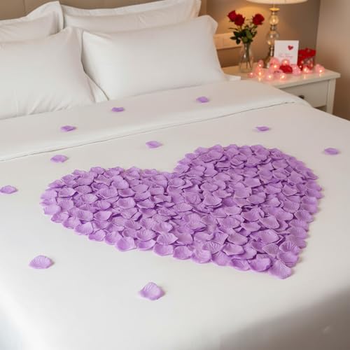 JHZMCRX Light Purple Artificial Rose Petals - 900 Pcs Romantic Wedding & Party Decor