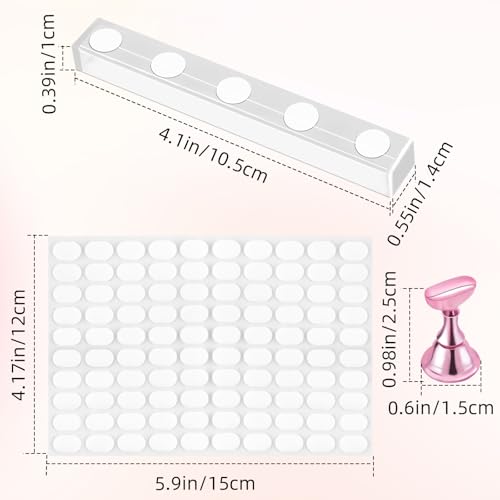 TKYZMS Magnetic Acrylic Nail Stand Set for Press On Nails with Tape