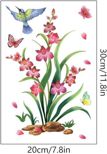 Galepromot Waterproof Toilet Seat Lid Stickers - Bird & Flower Wall Decals for Bathroom