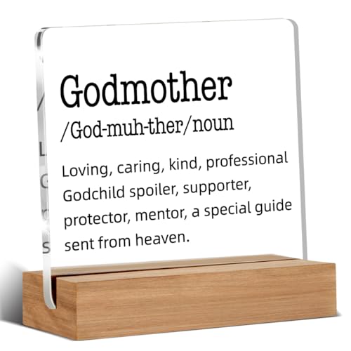 Godmother Definition Acrylic Sign | 4x4 Inch Desk Decor Gift