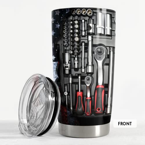 Mechanic Tumbler with Lid - 20oz Insulated Travel Mug Gift for Dad