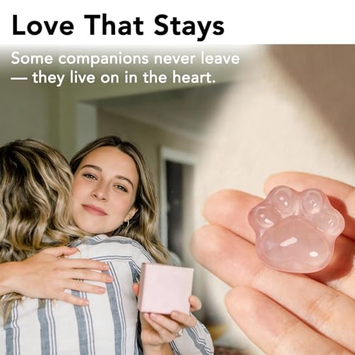 Nuyviare Pet Loss Sympathy Gift, Rose Quartz Heart Crystal Keepsake